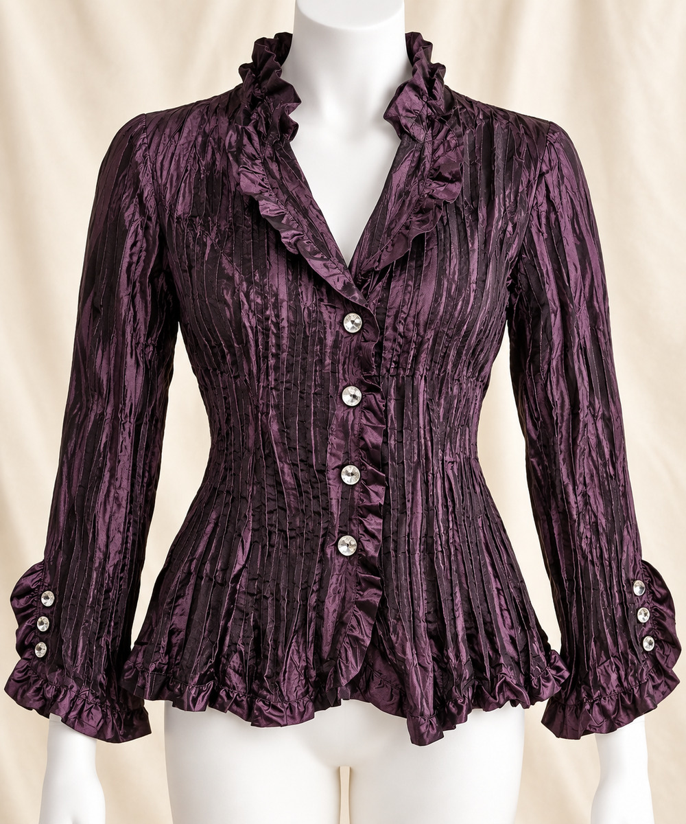 23rd St Size M Plum Ruffle Blouse Whimsigoth Victorian Dark Academia Ornate Y2K
